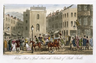 Milsom Street e Bond Street con ritratti di Bath Swells, da 